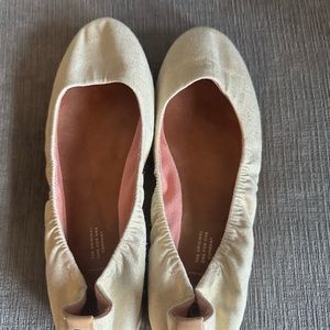 TOMS Olivia Natural Shimmer Canvas Ballet Flats